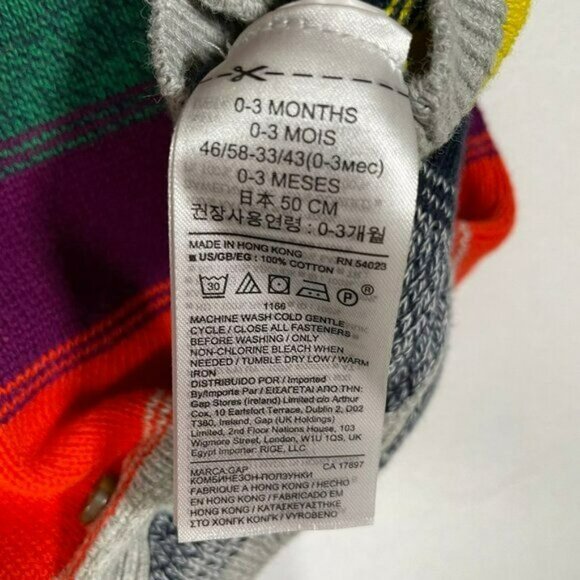 Baby Gap Infant Rainbow Striped Sweater One-Piece Jumpsuit 0-3 months - Picture 6 of 6